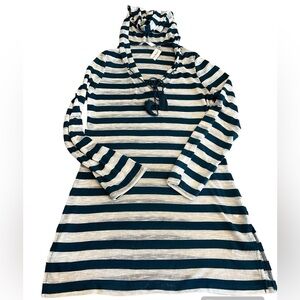 La vie en rose aqua blue and white hooded coverup